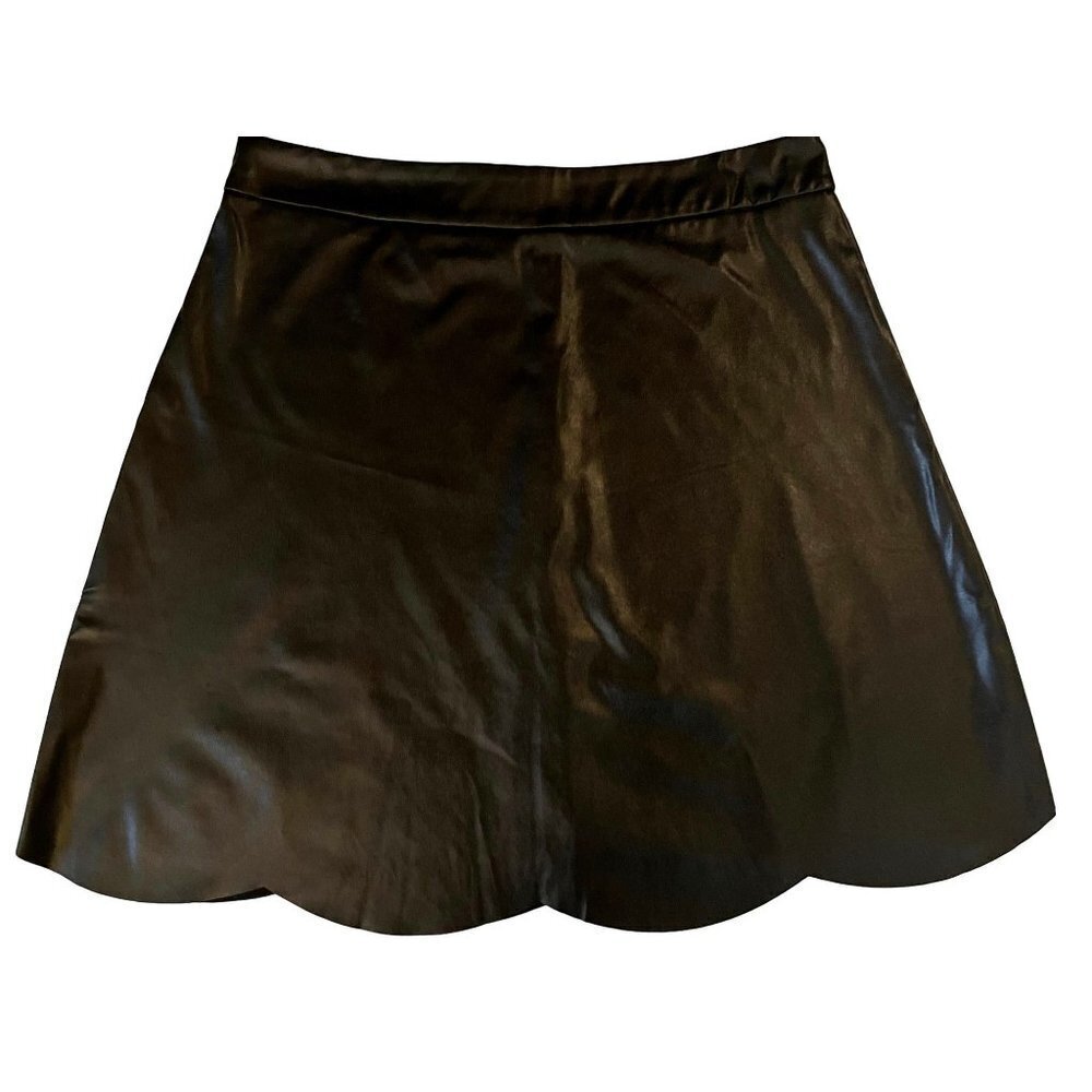 Black Faux Leather Circle Mini Skirt Size XL